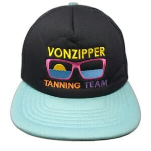 VonZipper Trucker Hat Black Blue One Size Tanning Team Sunglasses Snapback Mesh